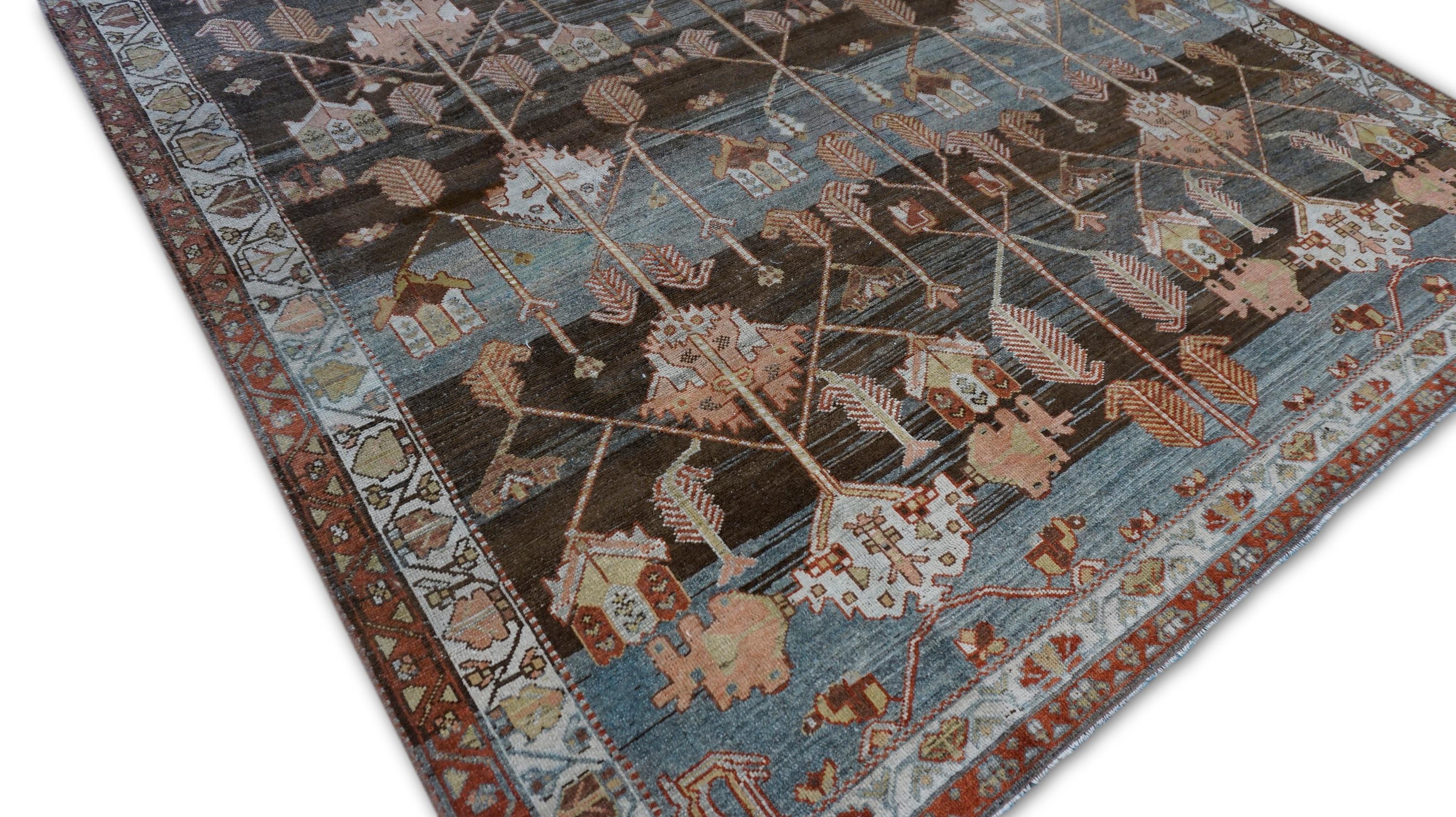Tappeto antico Tree of Life Earthy Malayer Wool 6'9''x9'6'' in vendita 1