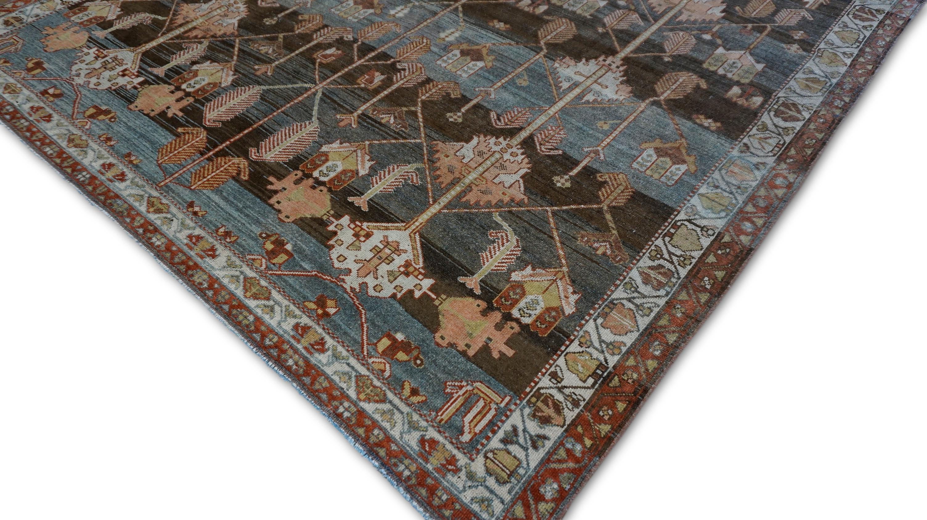 Tappeto antico Tree of Life Earthy Malayer Wool 6'9''x9'6'' in vendita 2