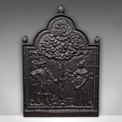 Antique Tree of Life Fire Back, English Cast Iron Fireplace Reflector, Victorian