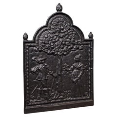 Antique Tree of Life Fire Back, English Cast Iron Fireplace Reflector, Victorian