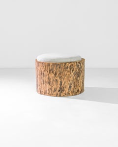 Antiker Baumstammhocker mit gepolstertem Sitz