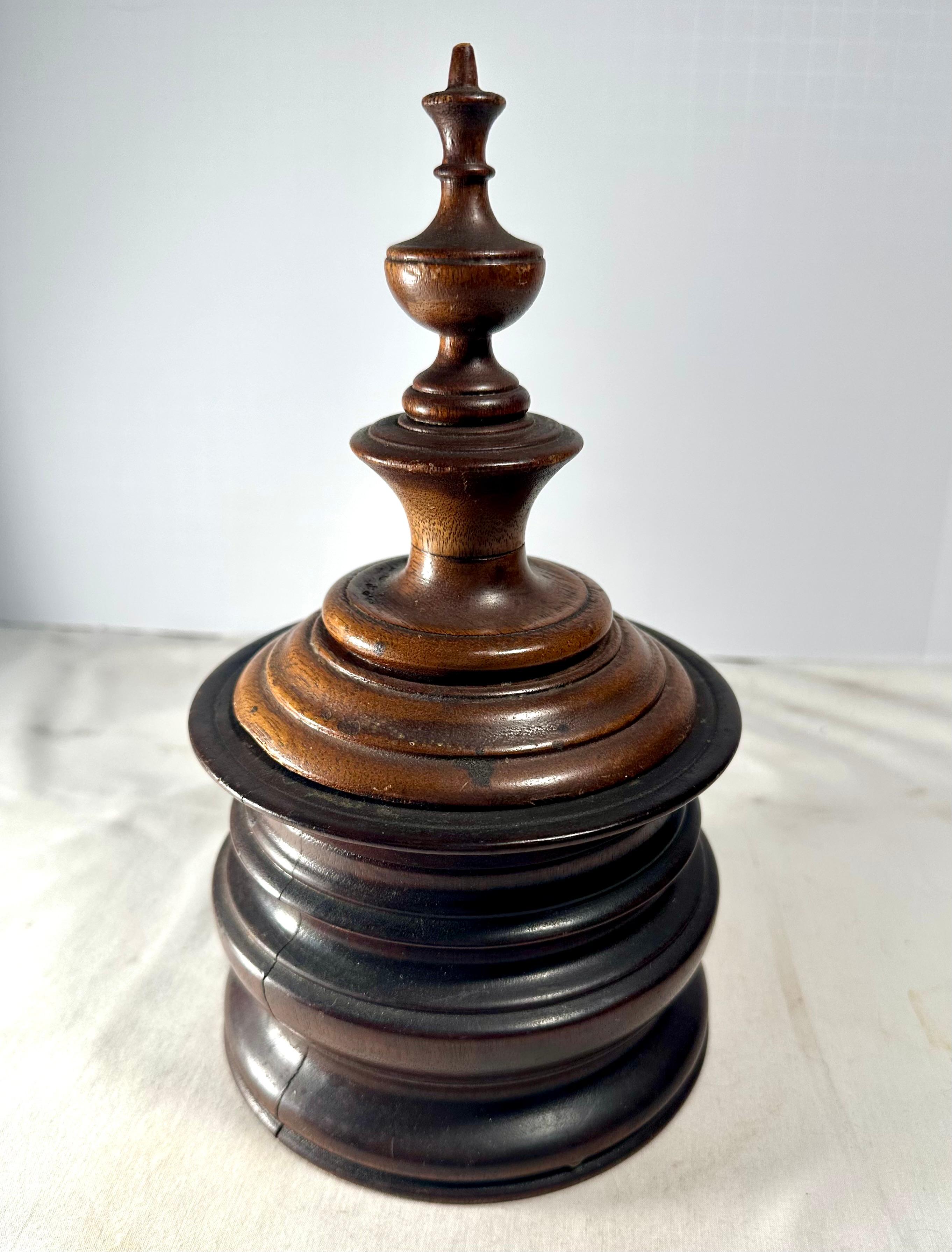Turned Antique Treen 19th Century Mahogany Tobacco Jar.