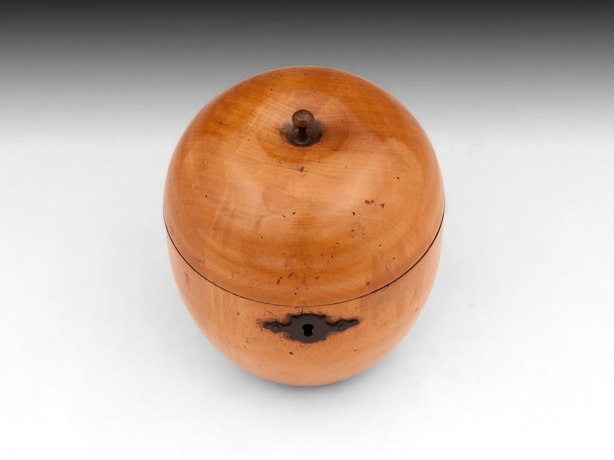 German Antique Treen Fruit Apple Tea Caddy For Sale