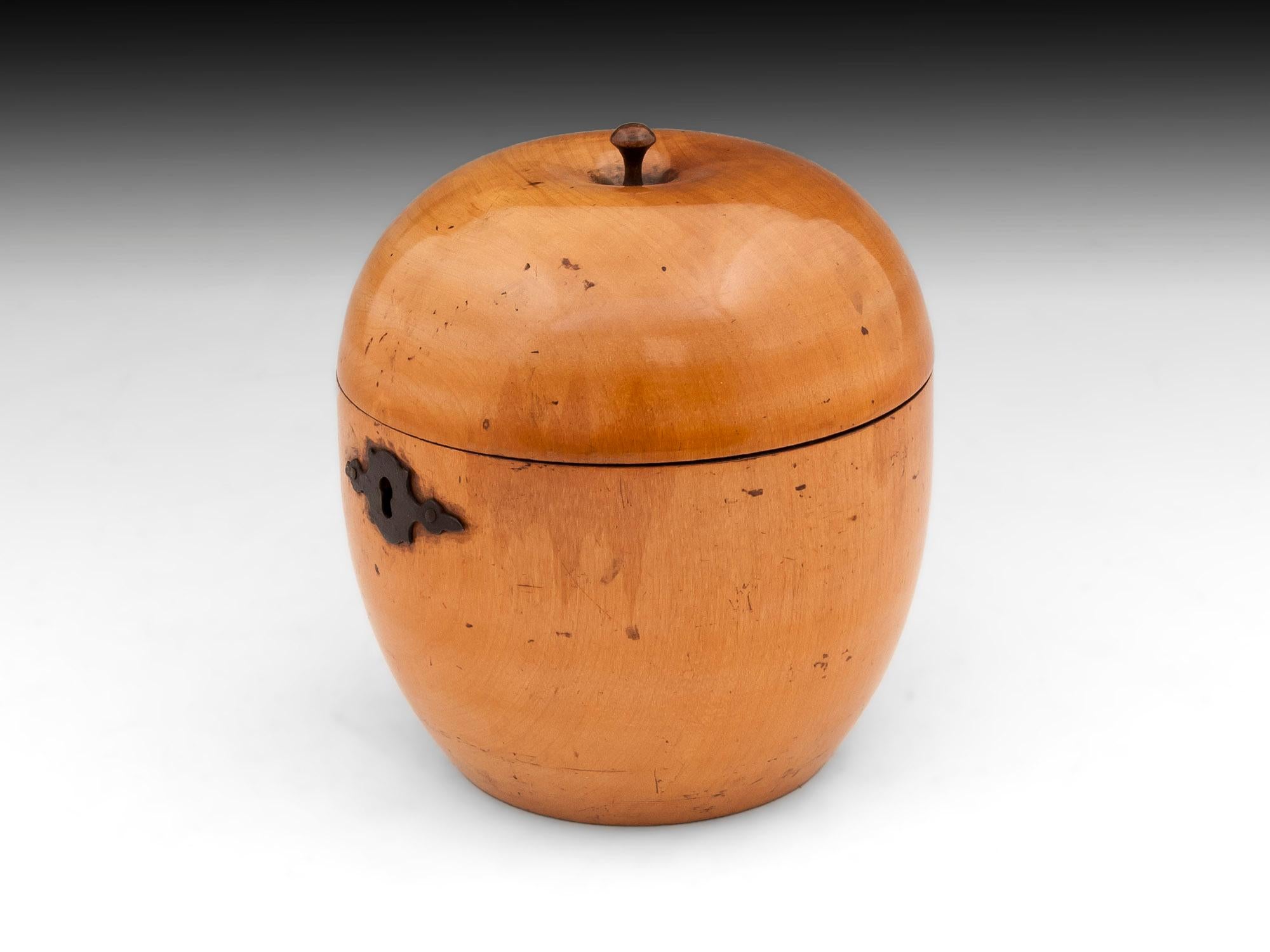 19th Century Antique Treen Fruit Apple Tea Caddy For Sale