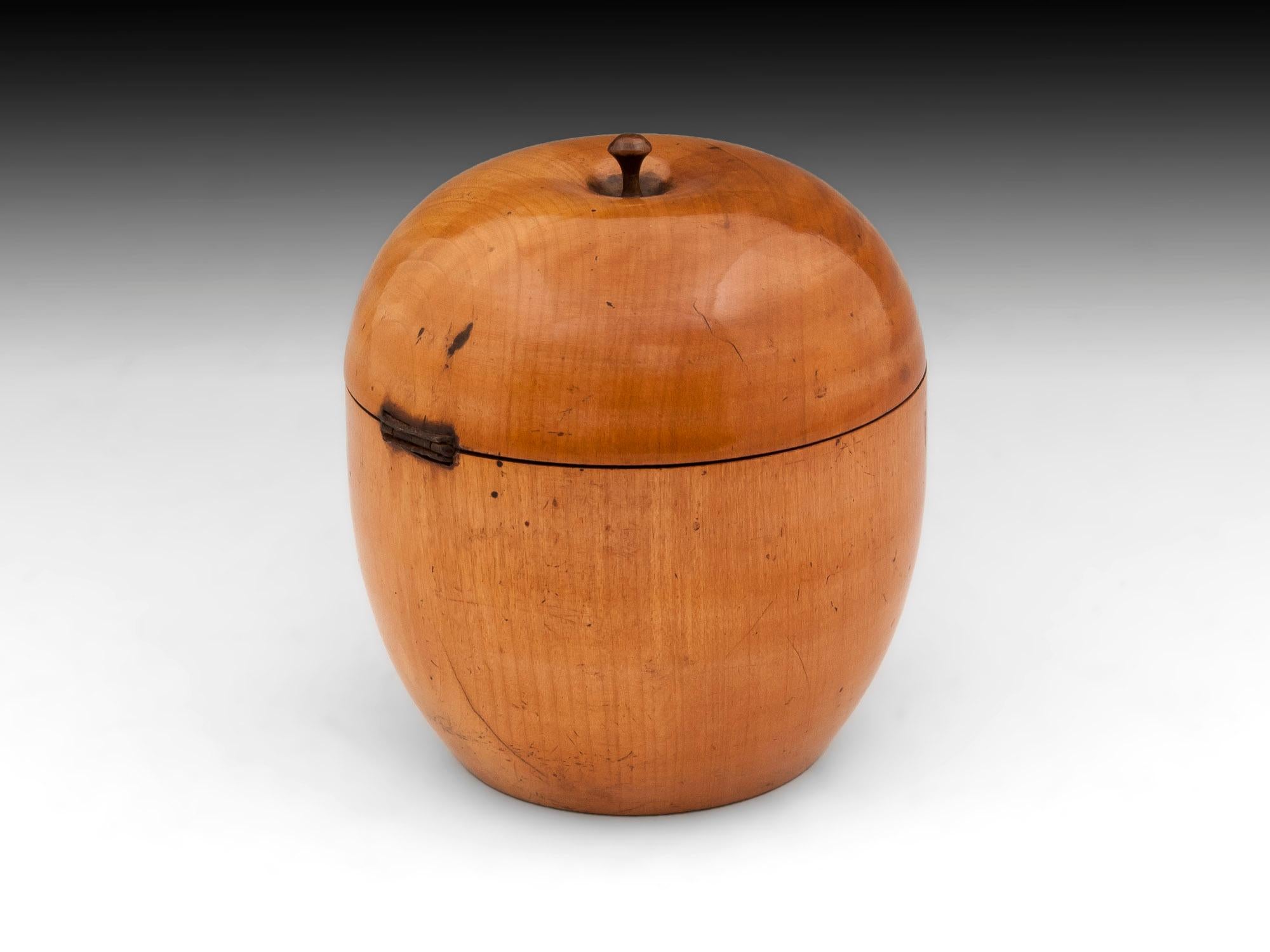Steel Antique Treen Fruit Apple Tea Caddy For Sale