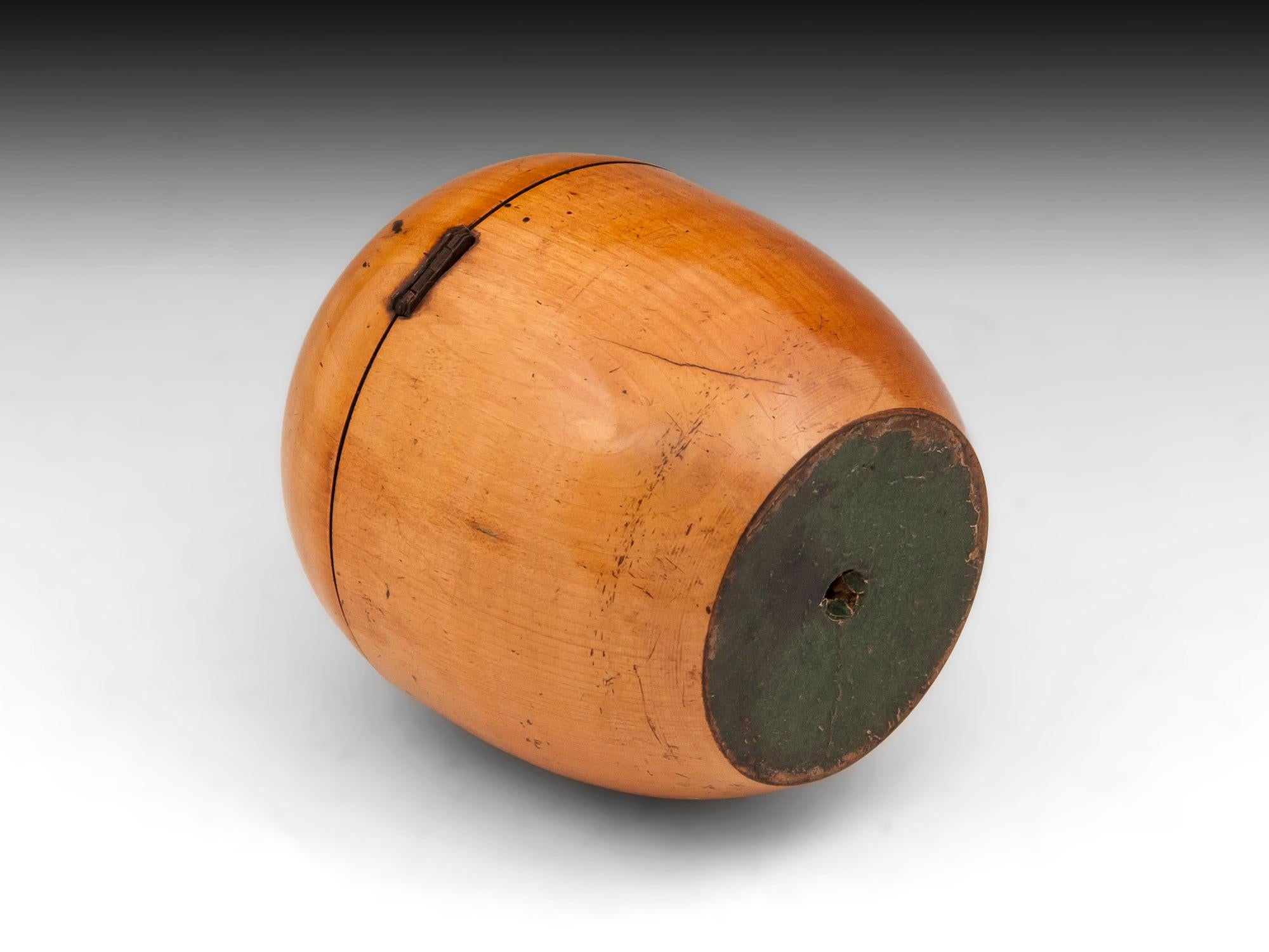 Antique Treen Fruit Apple Tea Caddy For Sale 3