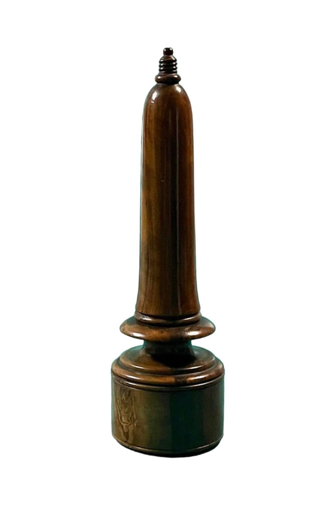 Campaign Antique Treen Traveling Candlestick and Match Holder, 19th Century