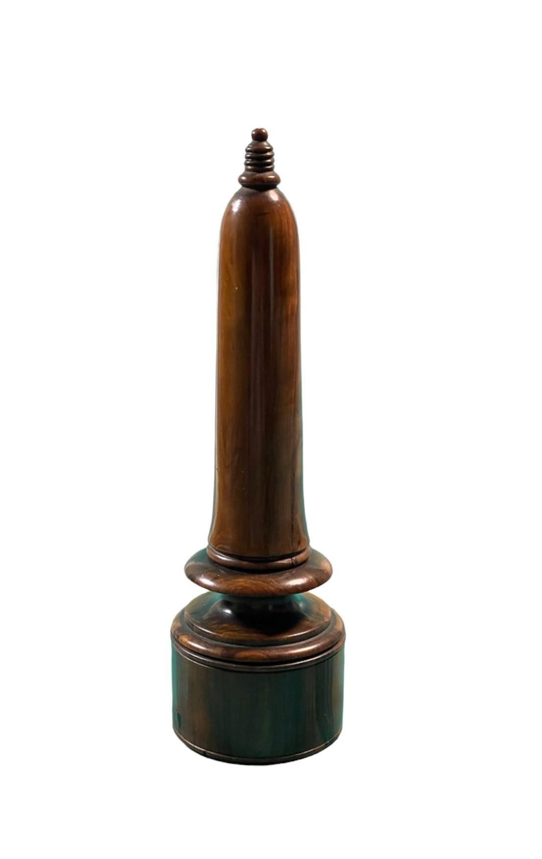 British Antique Treen Traveling Candlestick and Match Holder, 19th Century