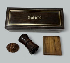 Nu de coquilla, boîte à gants, échantillons d'échecs et étui à cartes ancienne Treen Ware