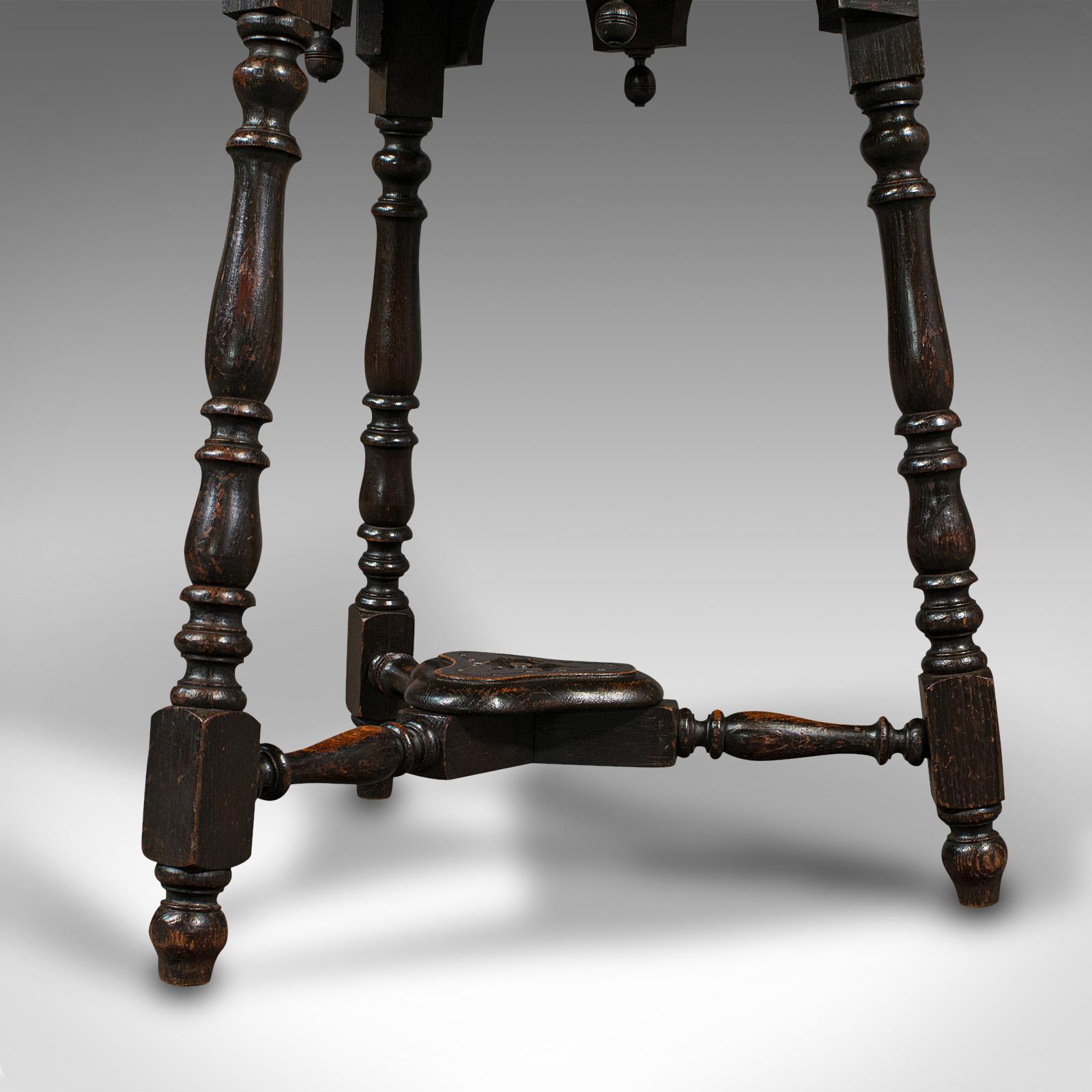 Antique Trefoil Side Table, Scottish, Oak, Wine, Aesthetic Period, Victorian 6