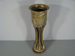 Antique Trench Art Brass Shell Casing with Ivy Leaf Design (1914-1918) - 1Y112