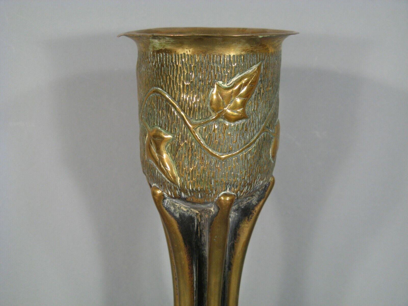 Antiguo estuche de latón de arte de trinchera con diseño de hoja de hiedra (1914-1918) - 1Y112 Imperio