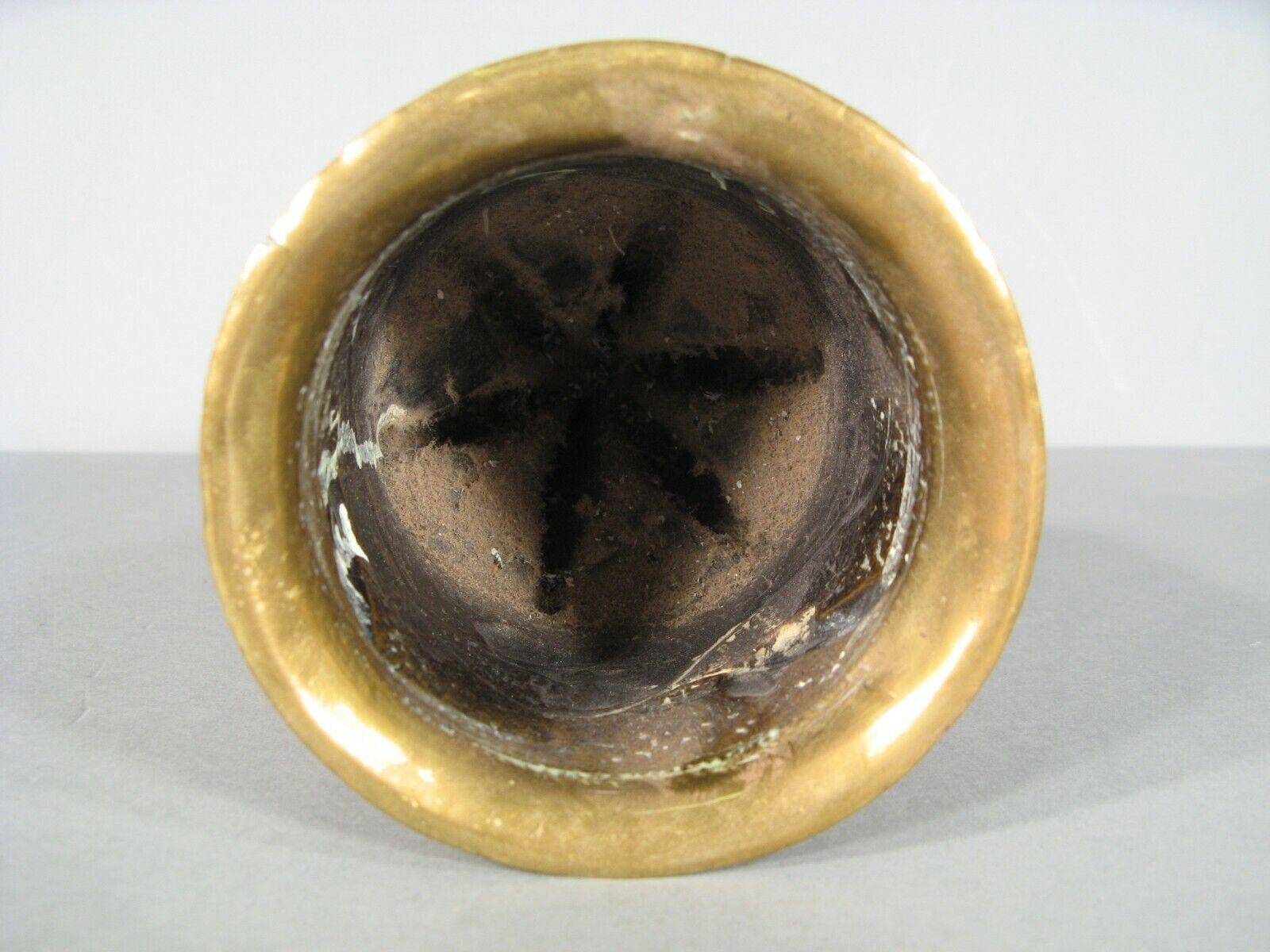 Antiguo estuche de latón de arte de trinchera con diseño de hoja de hiedra (1914-1918) - 1Y112 2