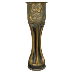 Antiguo estuche de latón de arte de trinchera con diseño de hoja de hiedra (1914-1918) - 1Y112