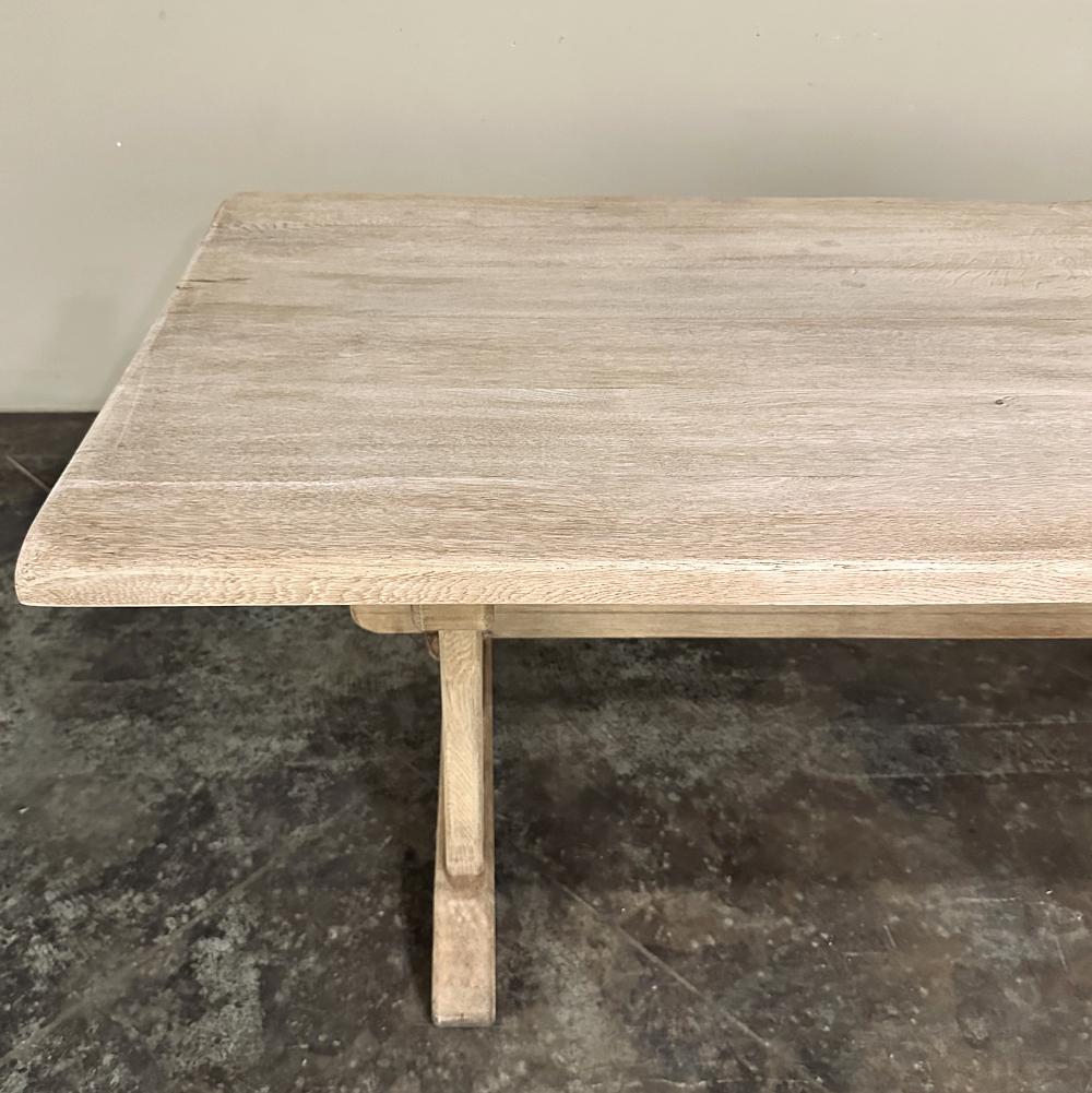 Antique Trestle Dining Table in Stripped Oak For Sale 3
