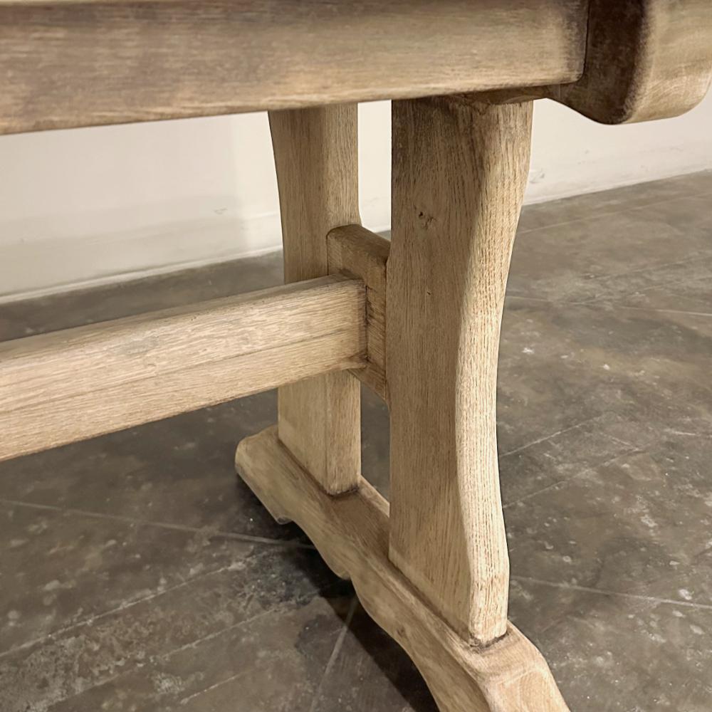 Antique Trestle Dining Table in Stripped Oak For Sale 7