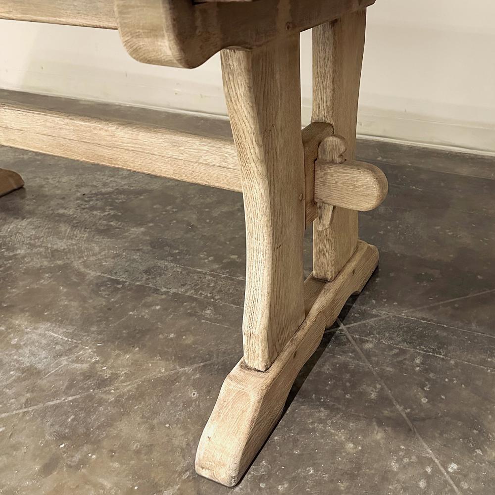 Antique Trestle Dining Table in Stripped Oak For Sale 8