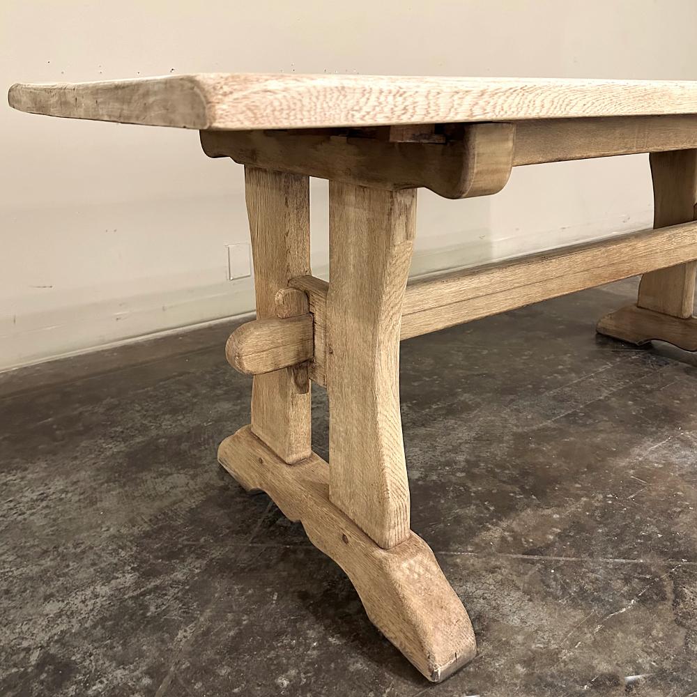Antique Trestle Dining Table in Stripped Oak For Sale 9
