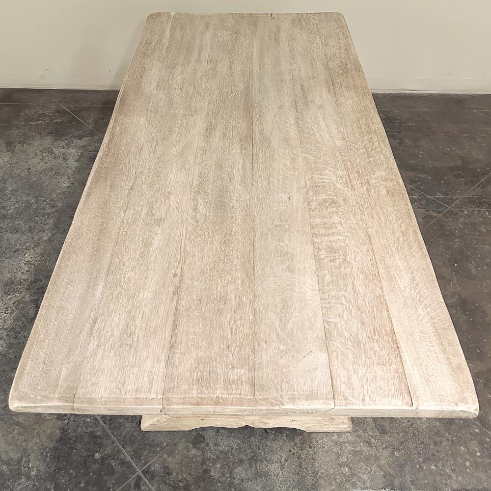 Antique Trestle Dining Table in Stripped Oak For Sale 2