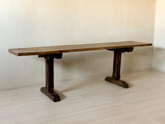 Antique Trestle Table, Fruitwood, France, 19th Century