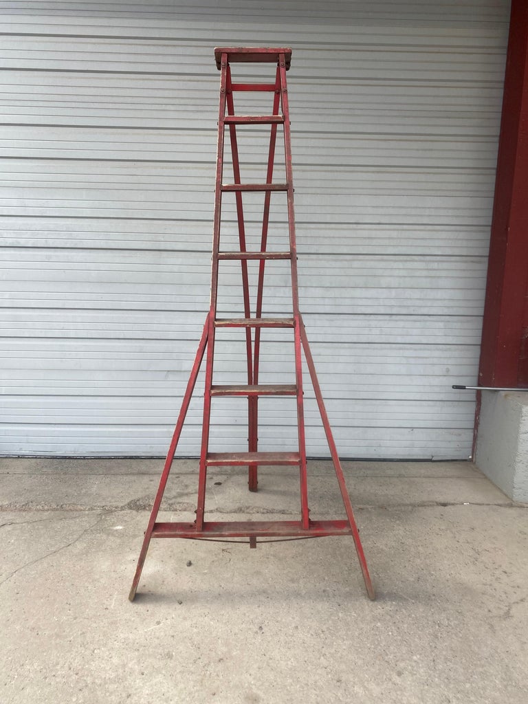 Antique TriPod Orchard 'Fruit Picking' Step Ladder, Great Color