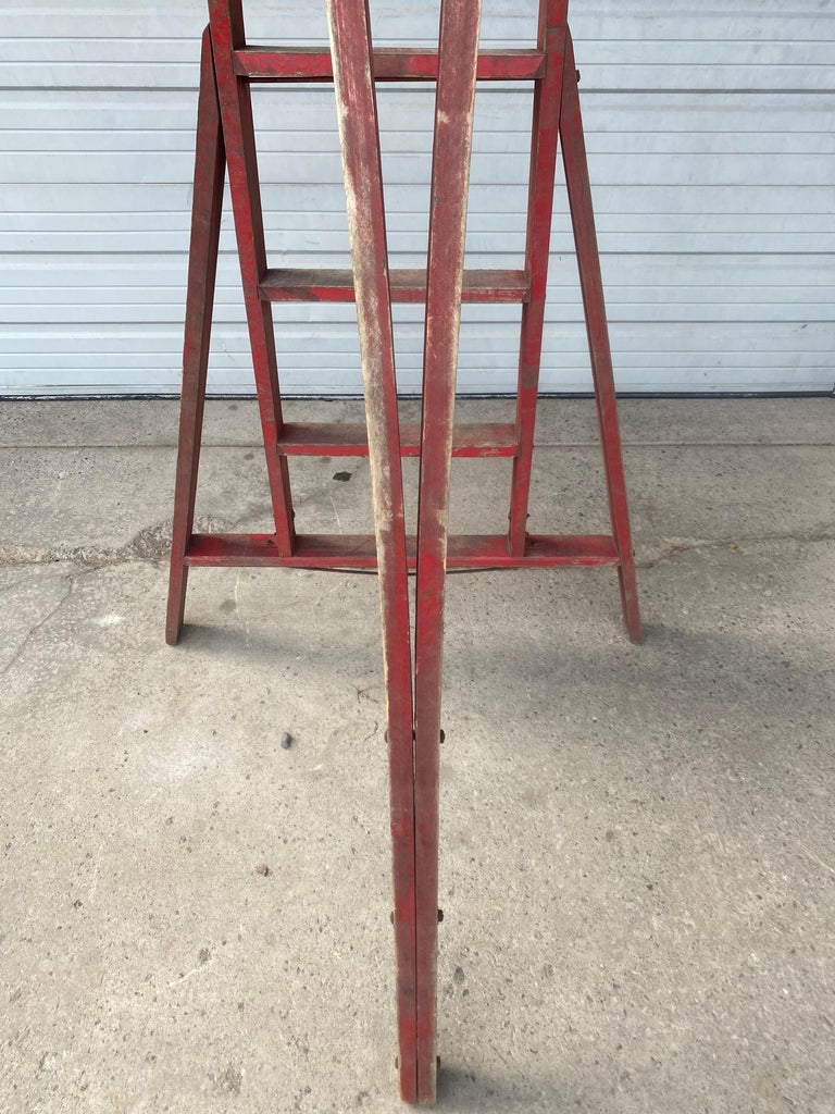 Antique TriPod Orchard 'Fruit Picking' Step Ladder, Great Color