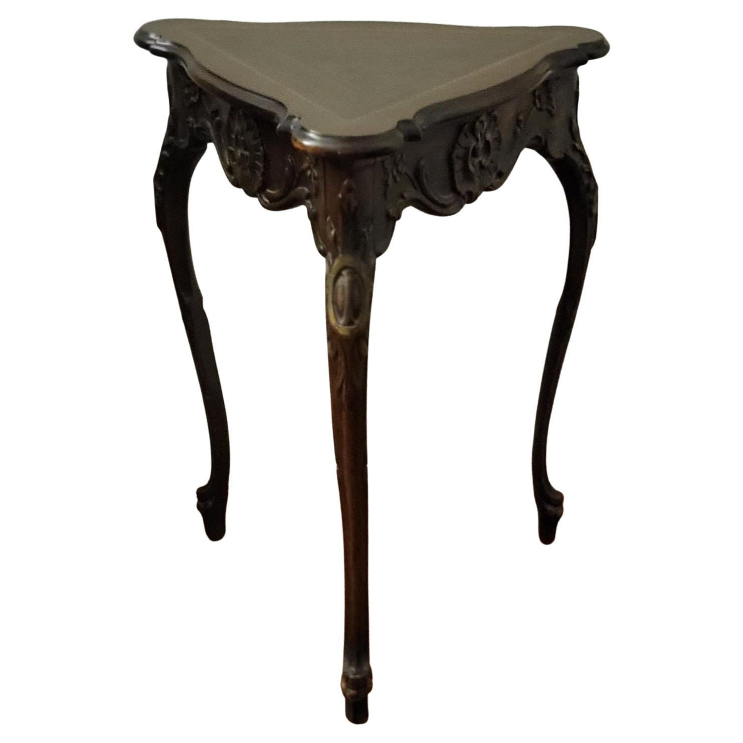 Antique Style Solid Wood Triangle Side Table For Sale