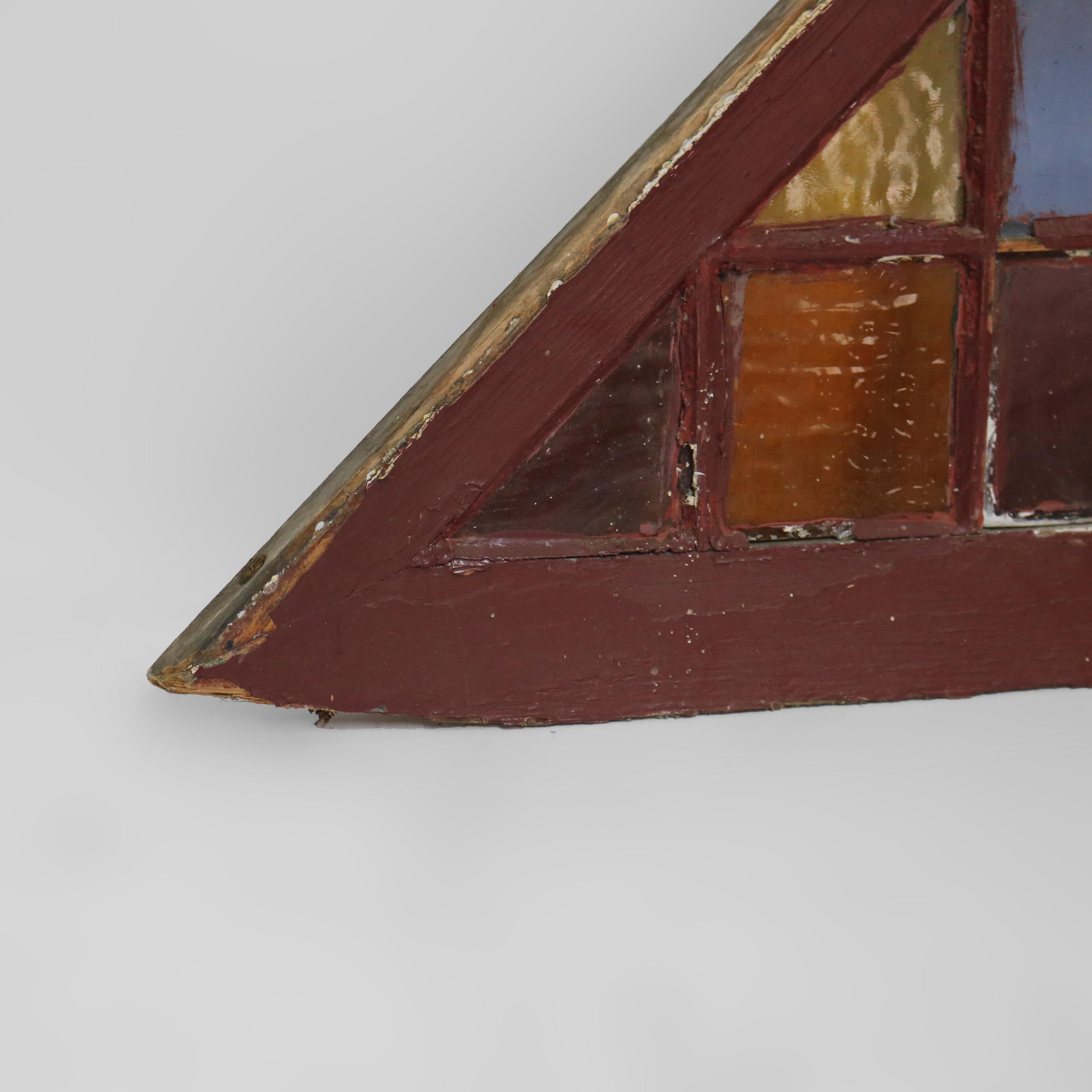 Vitrail de fenêtre triangulaire Arts & Crafts architectural antique C1920 en vente 2