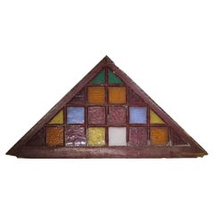 Vitrail de fenêtre triangulaire Arts & Crafts architectural antique C1920