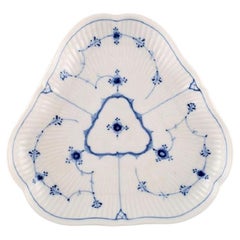 Antique Triangular Royal Copenhagen Blue Fluted Plain Dish, Mid-19th Century