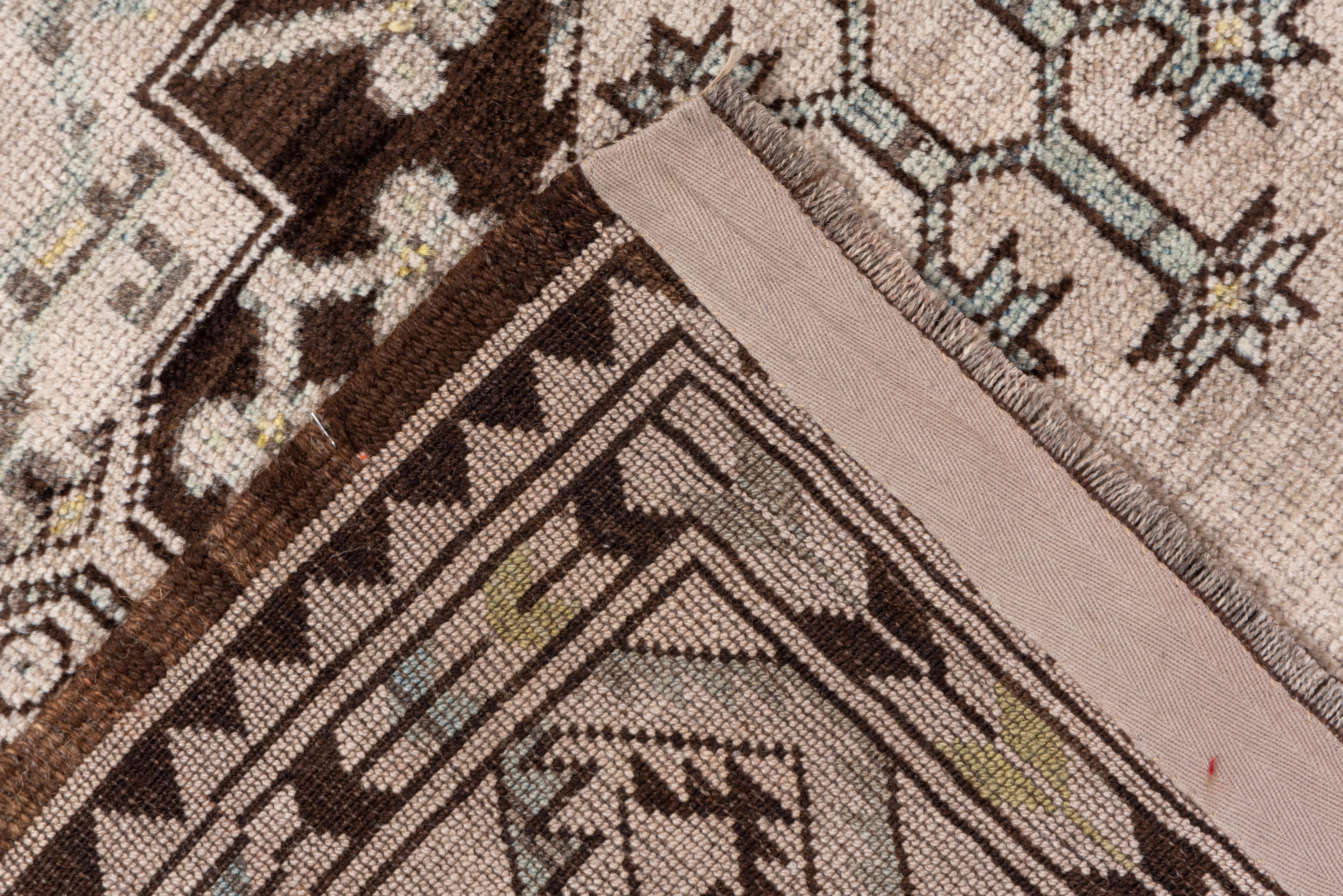 Antique Tribal Afghan Ersari Carpet, All-Over Field, Ivory Light Brown Field For Sale 1