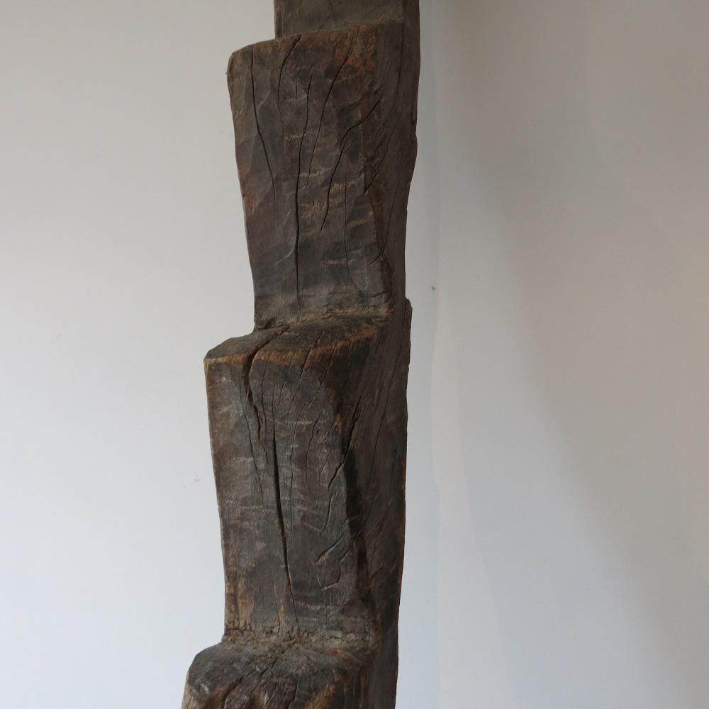 Hand-Carved Antique Tribal African Dogon Iroko Sculptural Ladder, 19th Century