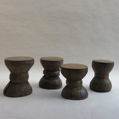 Antique Tribal African Hardwood Hand Carved Stool Side Table No. 1