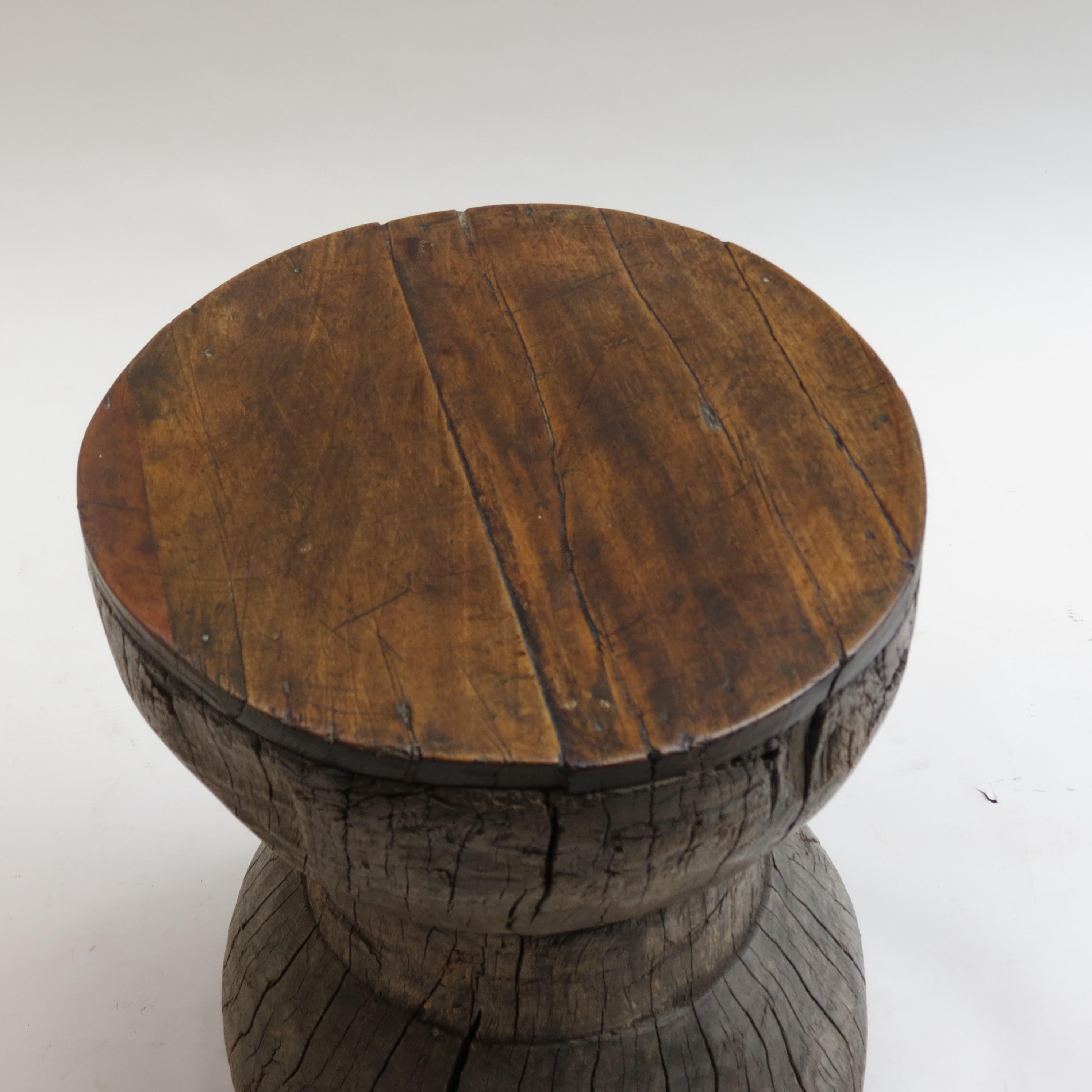 Ghanaian Antique Tribal African Hardwood Hand Carved Stool Side Table No4