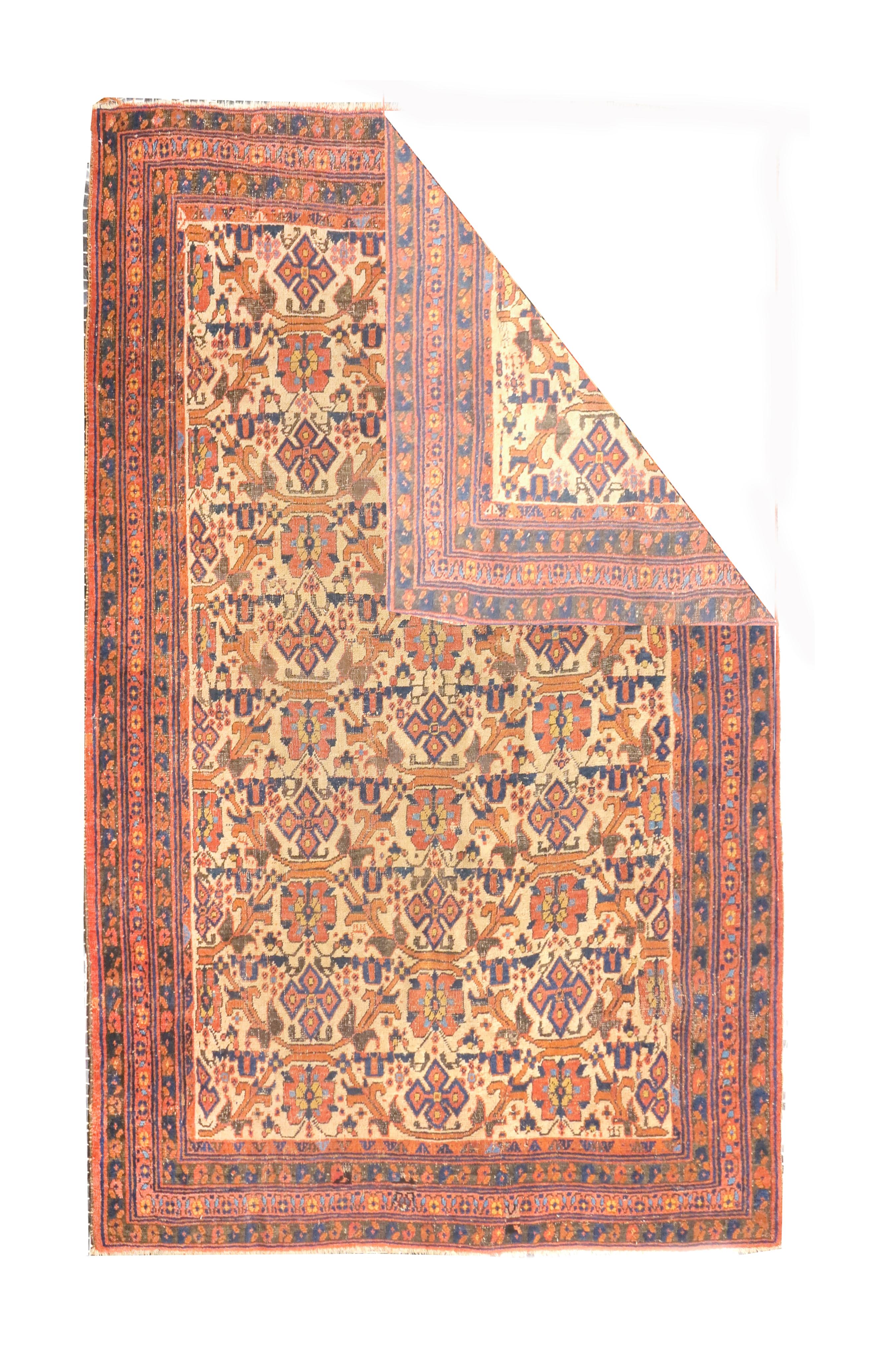 Antiker Afshar-Stammes-Teppich 4'11'' x 6'8''.