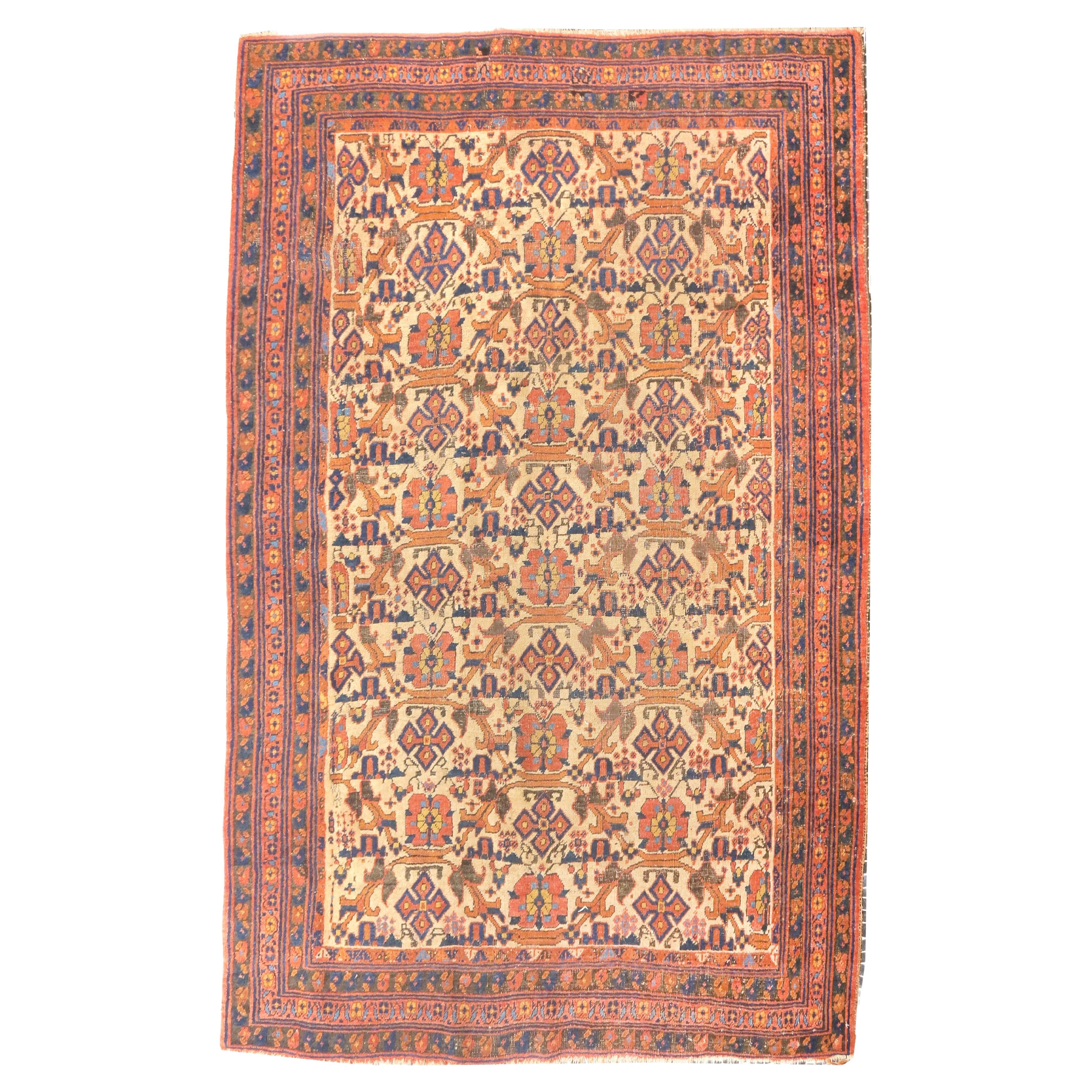 Antiker Afshar-Teppich mit Stammesmotiven, 4'11'' x 6'8''