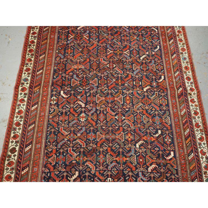 19th Century Antique Tribal Afshar Rug with Repeat Herati Design For Sale