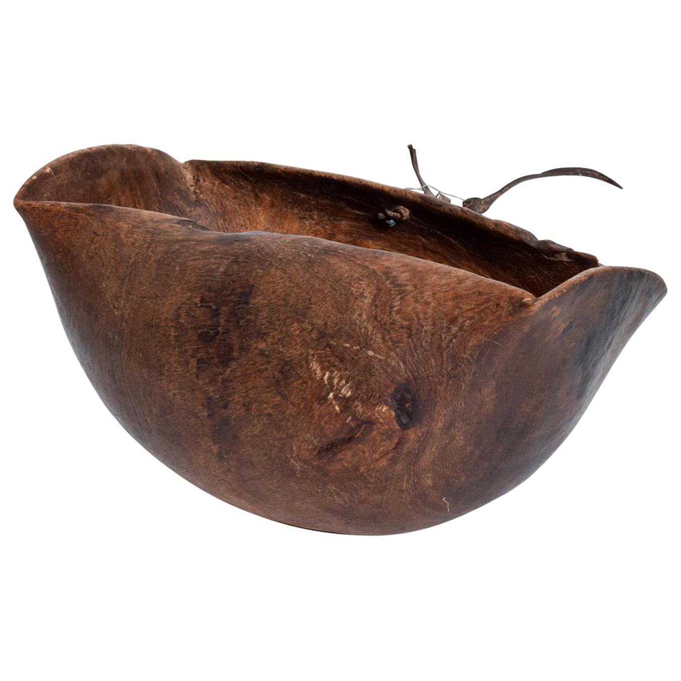 Antique Tribal Art Hand Carved Patinated African Wood Bowl Turkana Kenya
