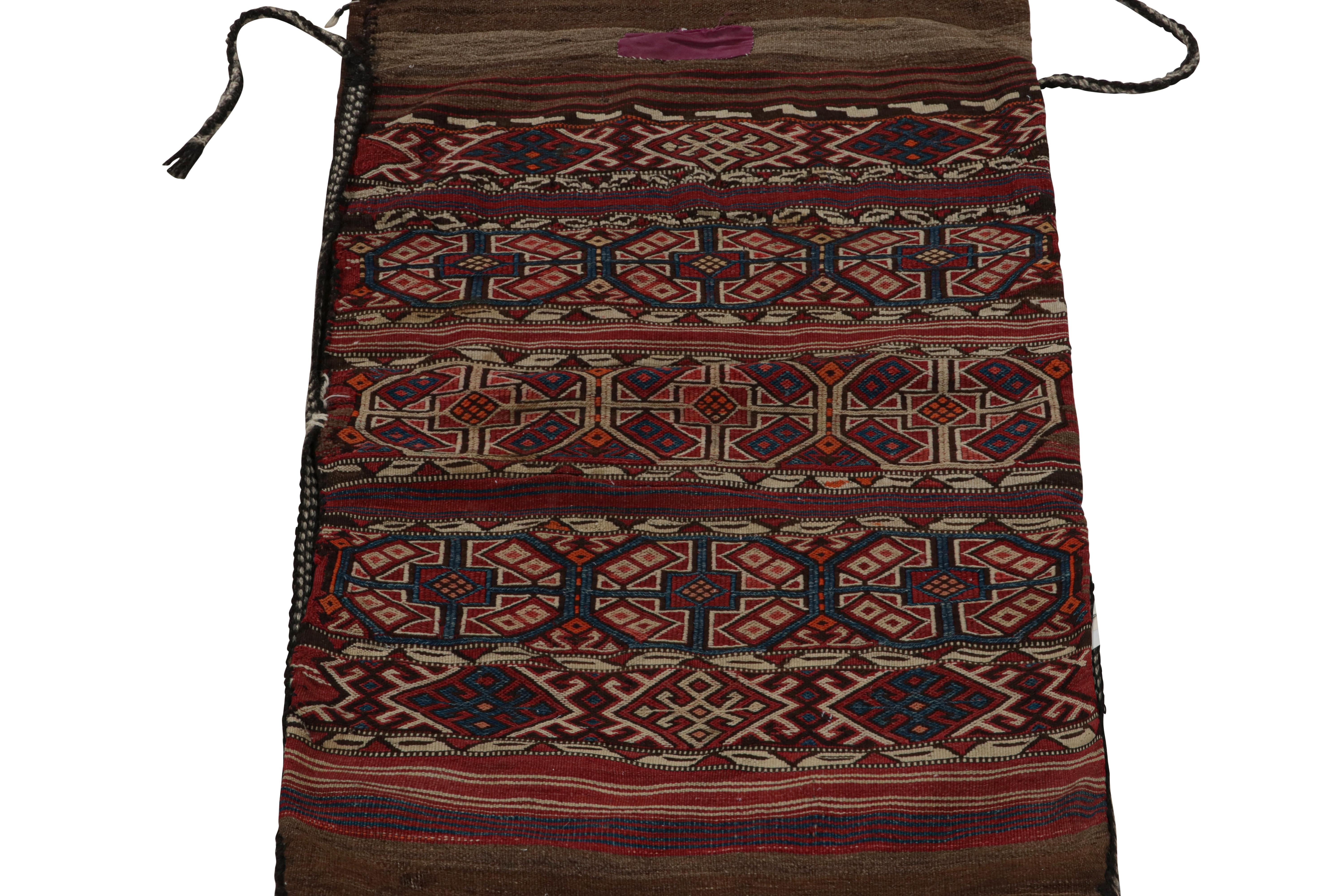 Turkish Antique Tribal Bag & Flatweave Textile with Geometric Patterns, from Rug & Kilim For Sale