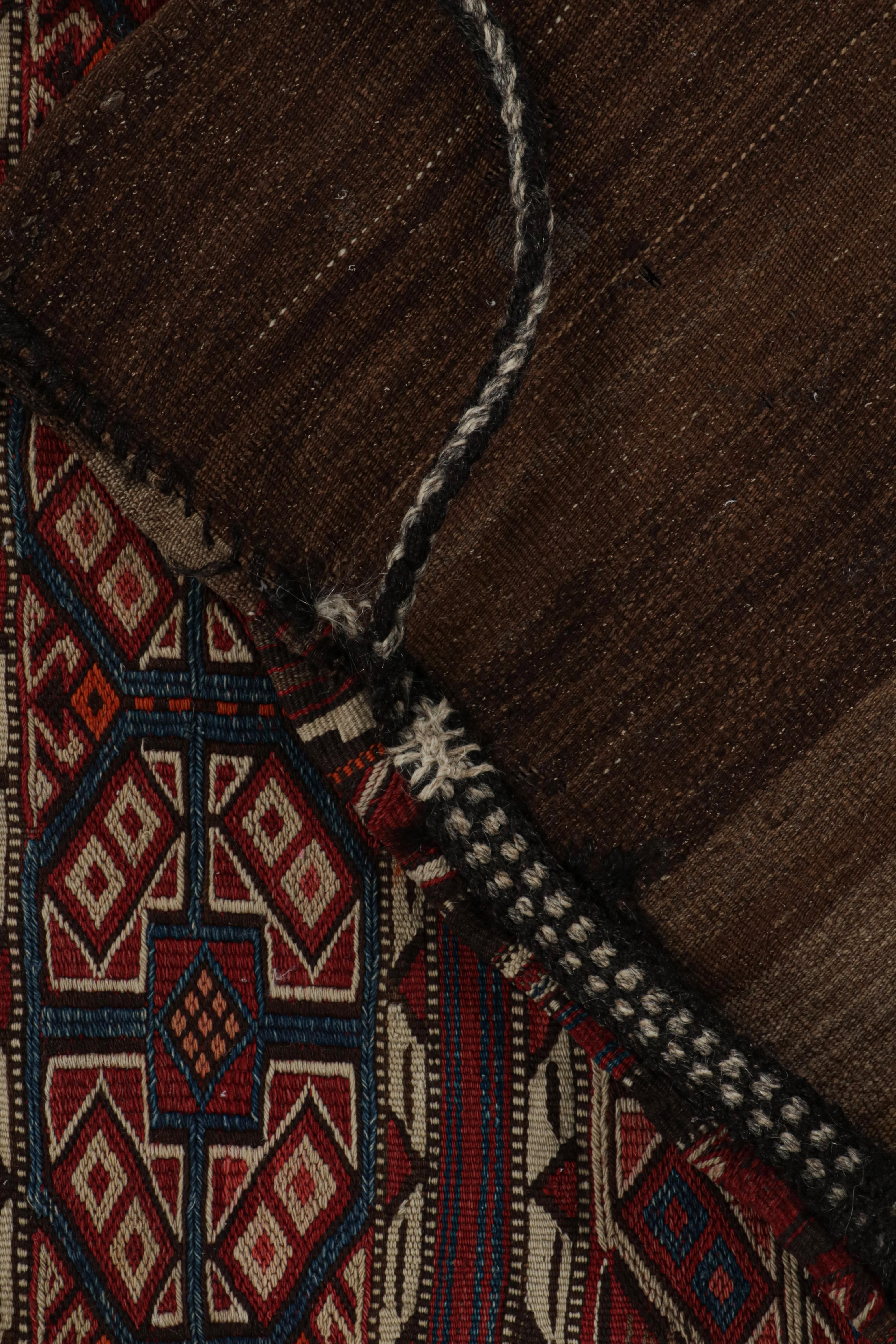 Wool Antique Tribal Bag & Flatweave Textile with Geometric Patterns, from Rug & Kilim For Sale