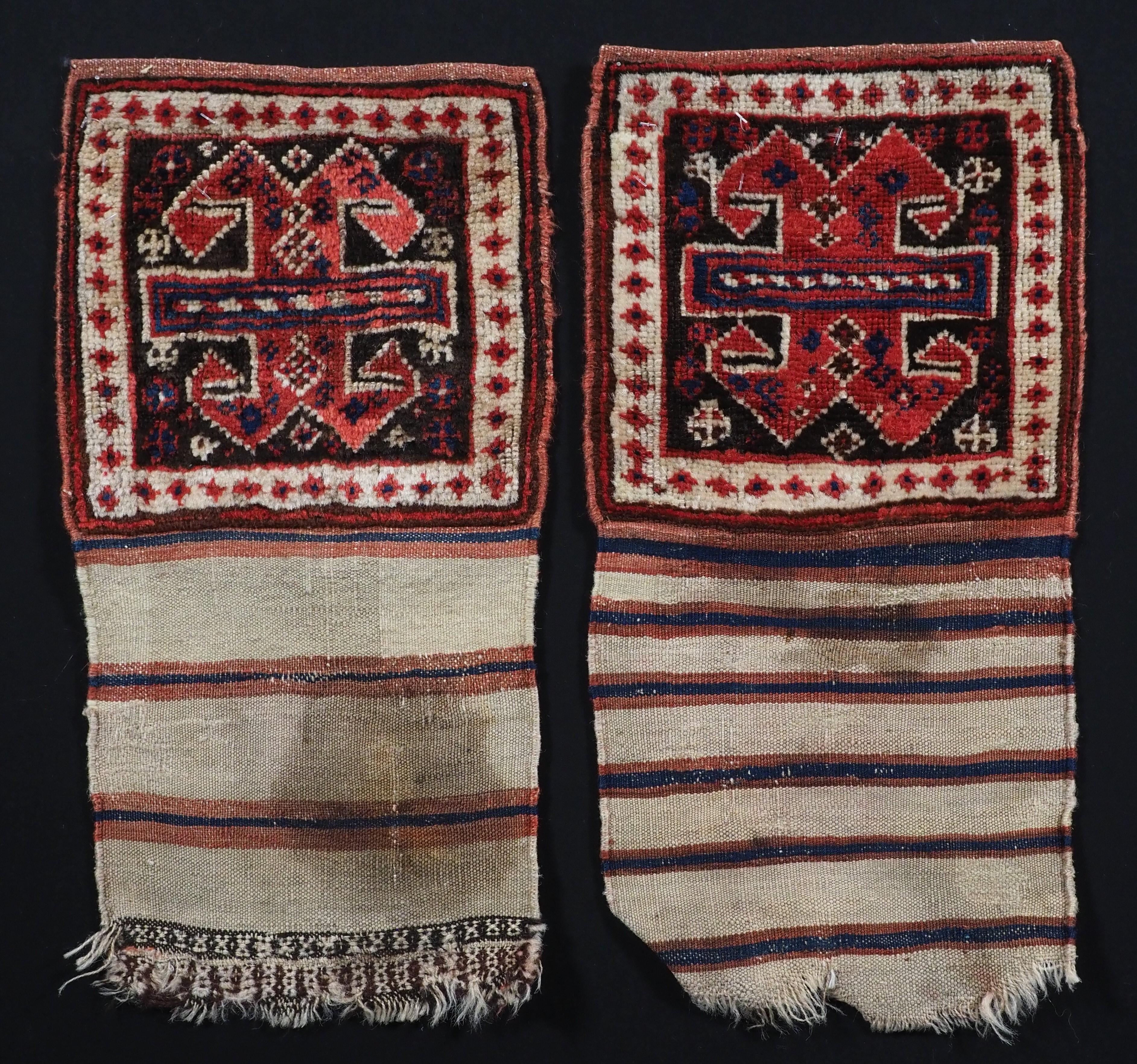 Wool Antique tribal bags with plain weave backs, by the Shahsavan Tribe.  Circa 1880. For Sale