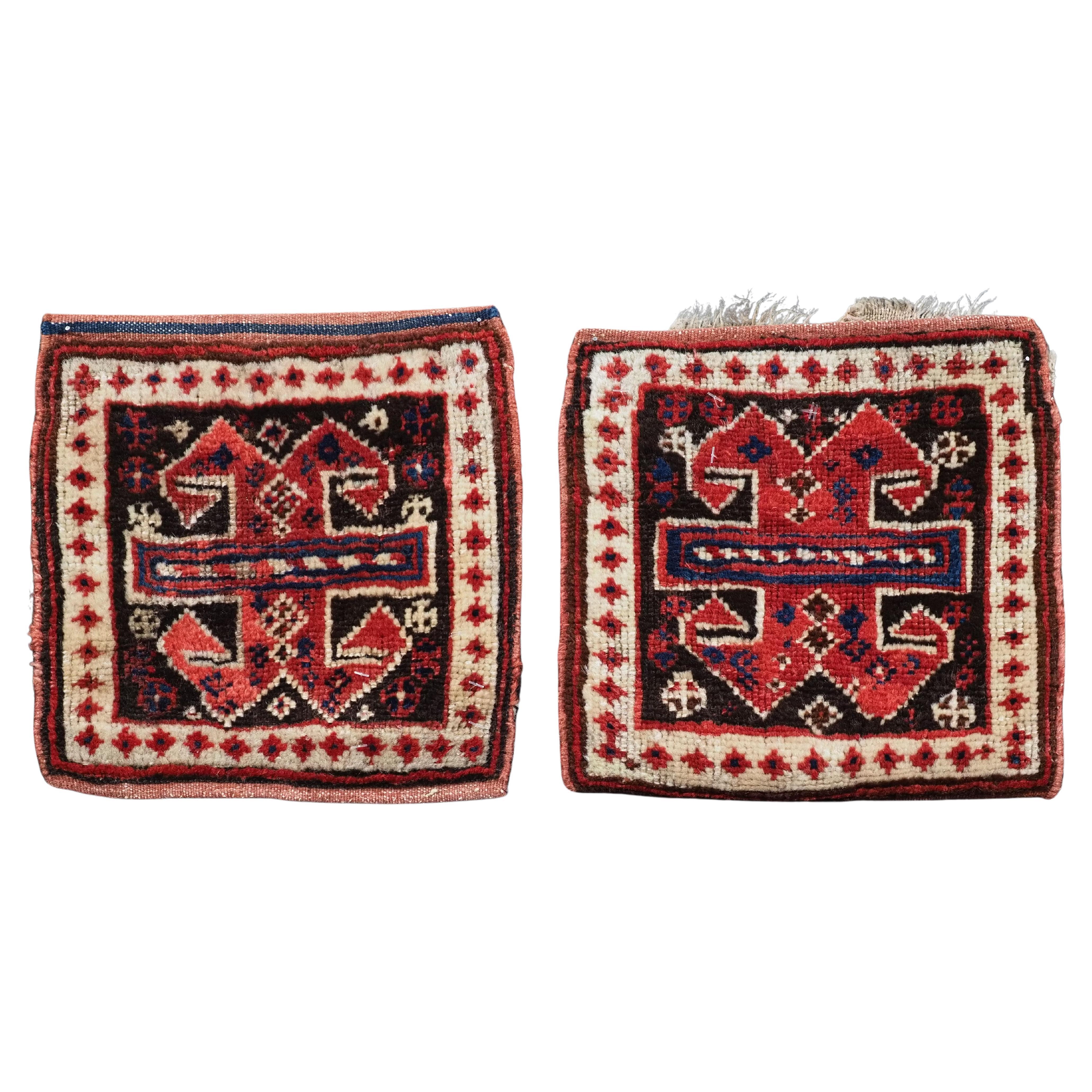 Antique tribal bags with plain weave backs, by the Shahsavan Tribe.  Circa 1880.