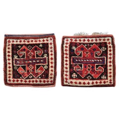 Antike Stammeskunst-Taschen mit schlichter Webrückseite, vom Shahsavan-Stamme.  Um 1880.