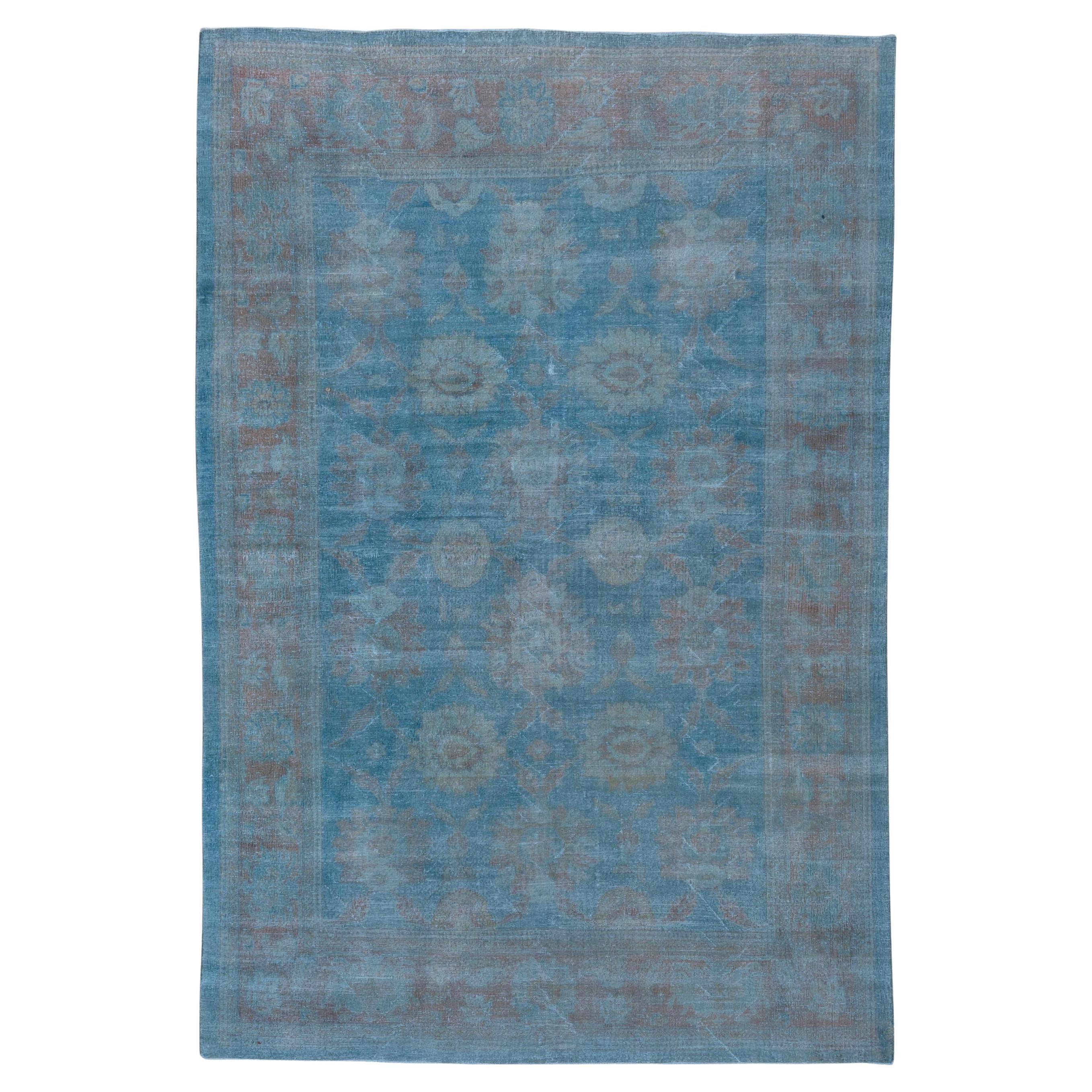 Antique Tribal Blue Mahal Rug, Red Borders