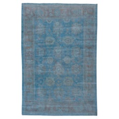 Vintage Tribal Blue Mahal Rug, Red Borders