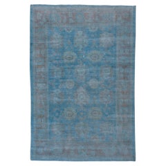 Antique Tribal Blue Mahal Rug, Red Borders