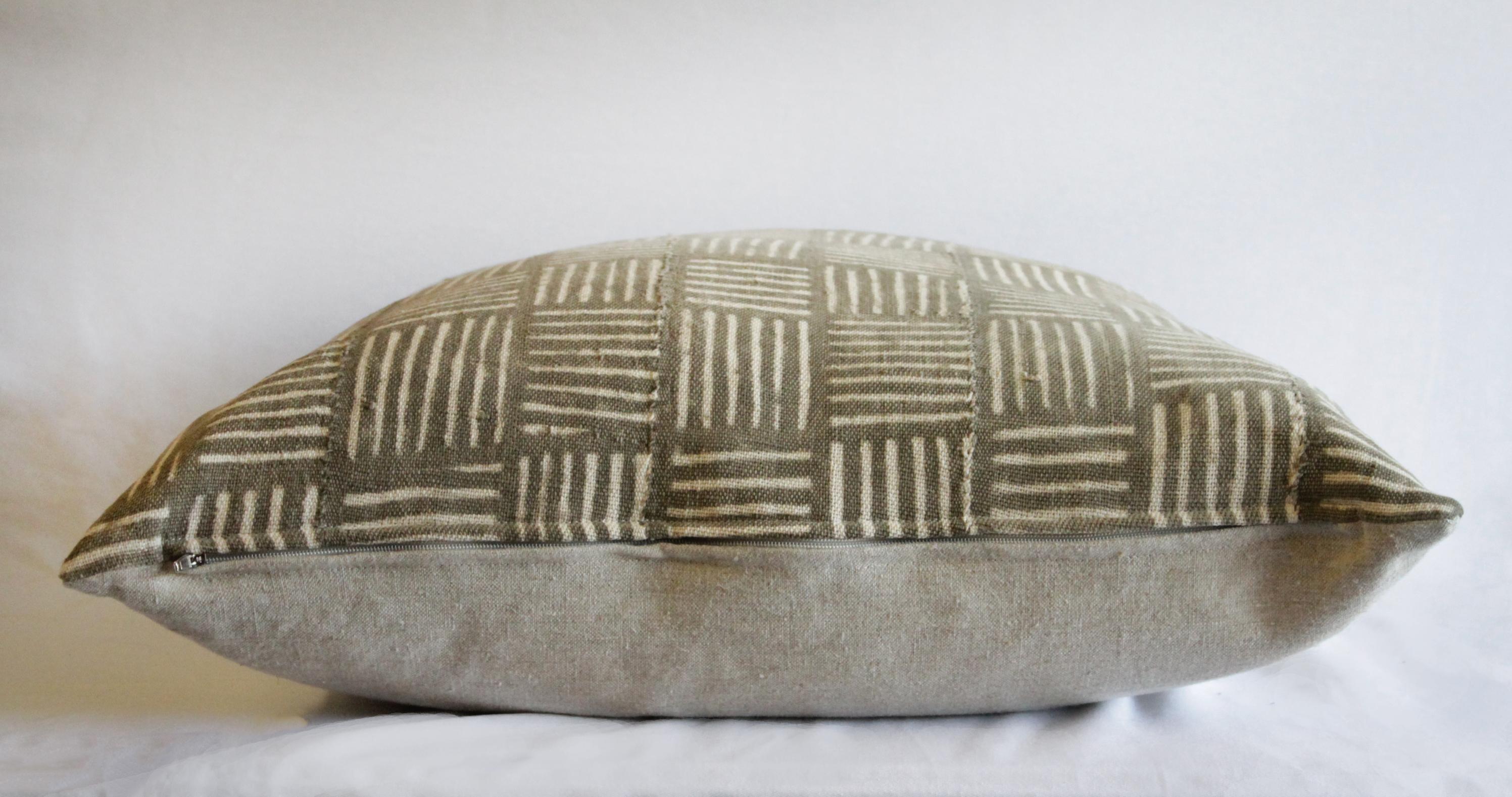 Antique Tribal Brown and Cream Nubby Textile Pillow In Good Condition In Brea, CA