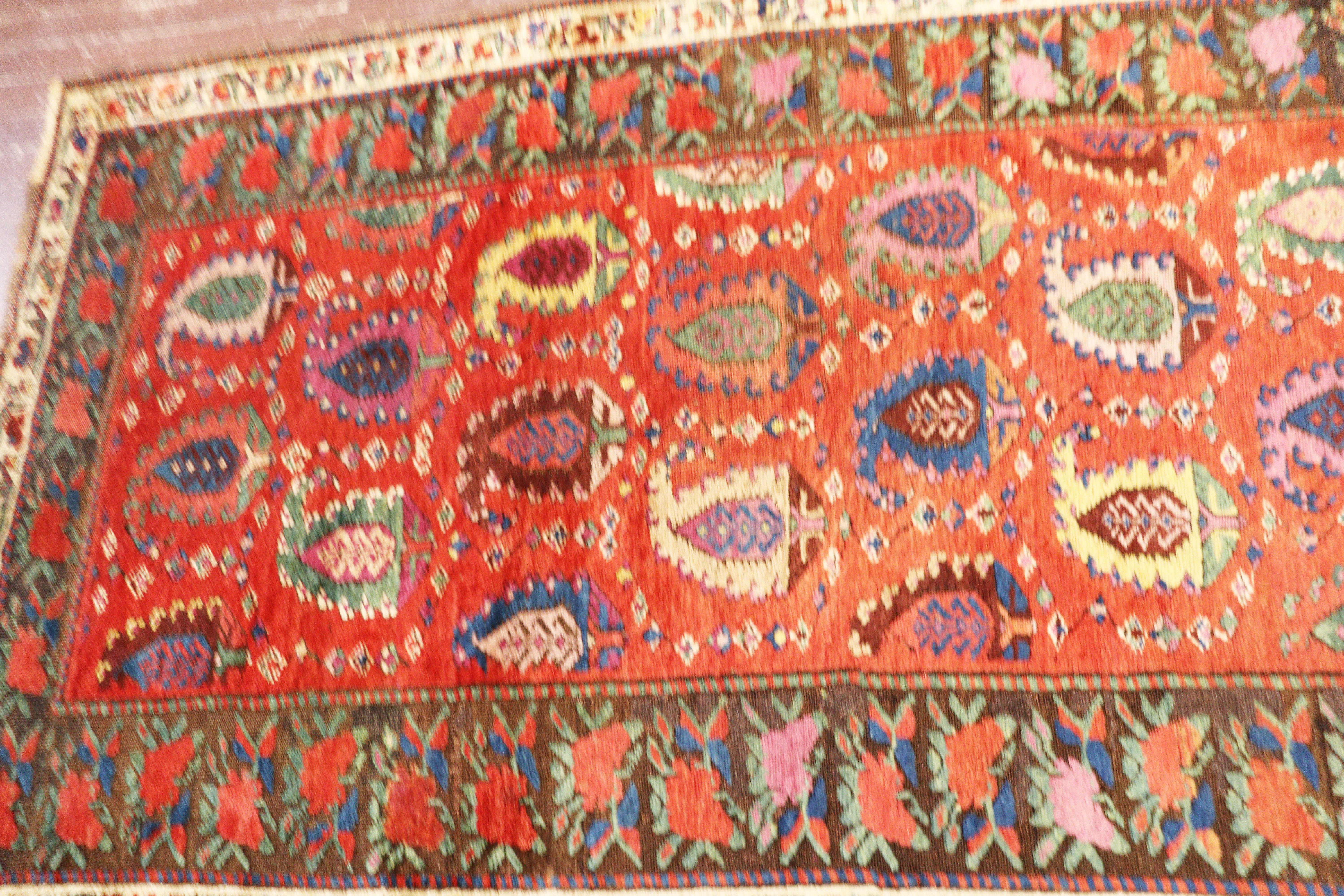 Hand-Knotted Antique Tribal Caucasian Karabagh Runner For Sale