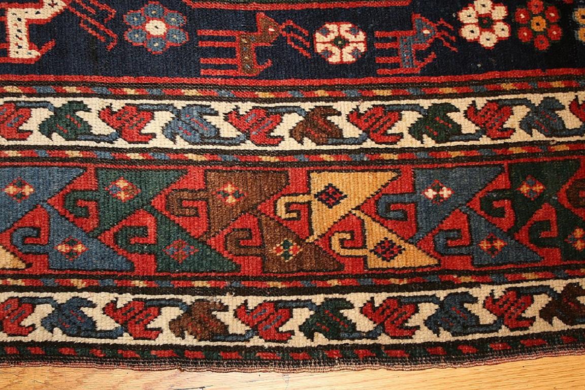 Hand-Knotted Antique Tribal Caucasian Kazak Rug. Size: 6 ft x 11 ft 9 in (1.83 m x 3.58 m) 