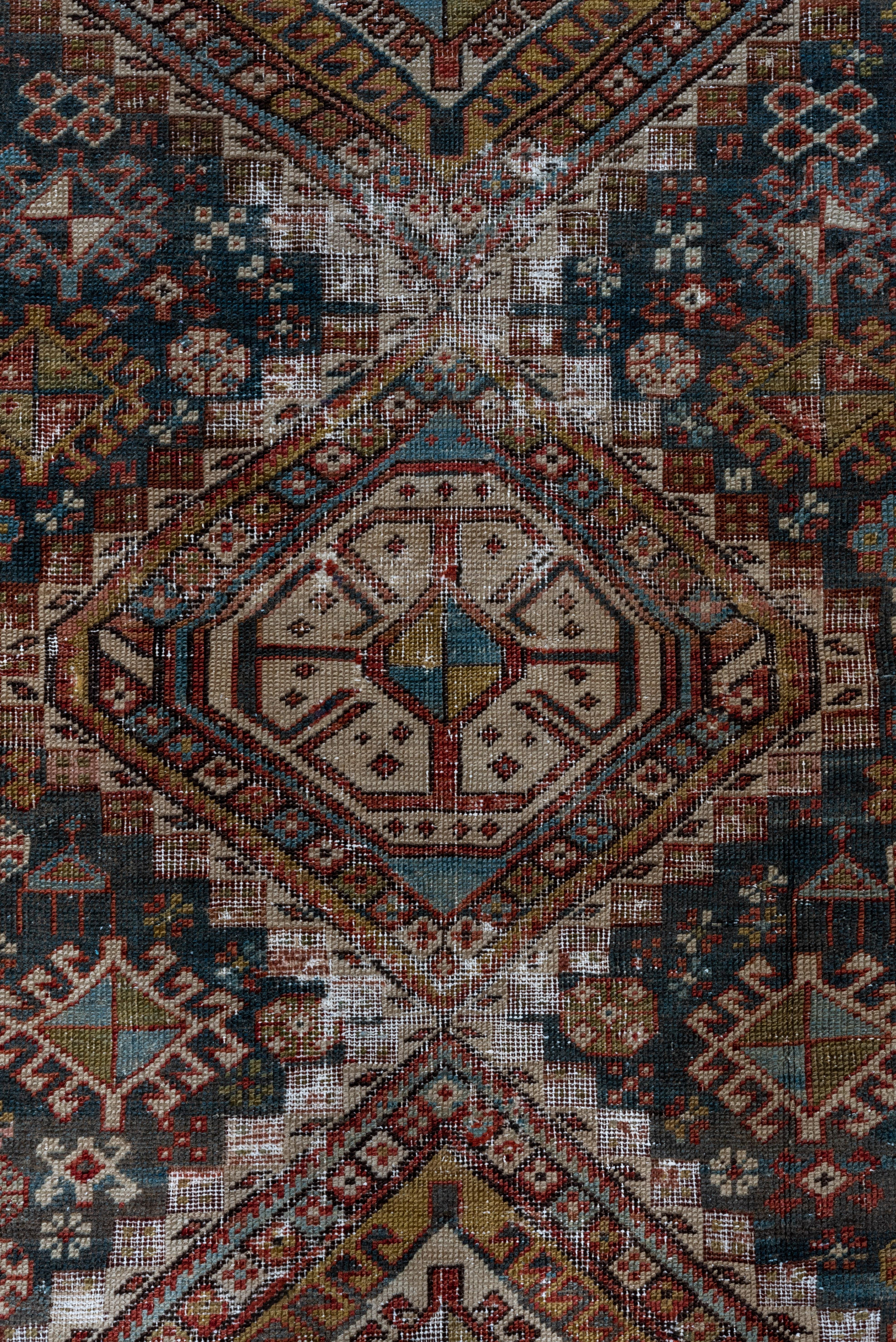 Early 20th Century Antique Tribal Caucasian Shirvan Rug, Gray and Blue Field, circa 1920s For Sale